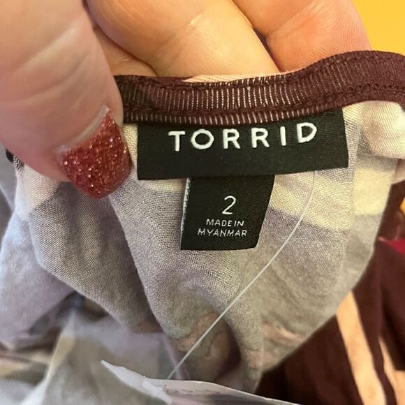 NEW Torrid 2XL Dress Long Sleeves A-Line Chevron Red & Black Comfy - Picture 6 of 13